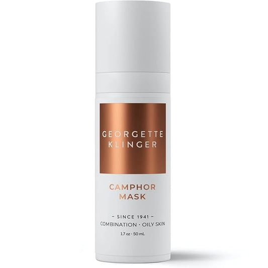 Georgette Klinger Camphor Mask - Mineral-Rich Clay Mask with Menthol & Vitamin E: Detoxify, Exfoliate, and Improve Skin Tone while Absorbing Excess Oil, and Clearing Clogged Pores - 1.7 oz