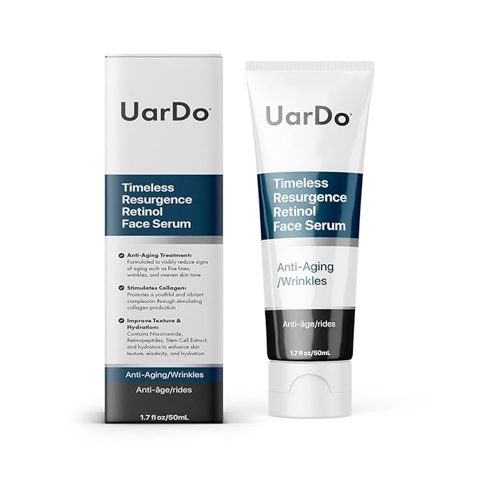 Uardo Timeless Resurgence Retinol Face Serum 1.7 Fl Oz/ 50ml - usn114 | For All Skin Types | Helps with Fine Lines, Wrinkles, & Uneven Skin | For Women and Men