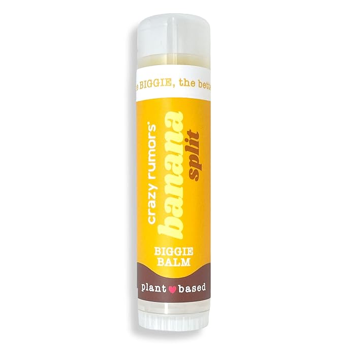 Crazy Rumors Biggie Banana Split Flavored All Natural, Plant Based Lip Balm to Moisturize and Nourish your Lips - Banana Split tube 0.6 oz (4x Larger than standard 0.15 oz lip balm)
