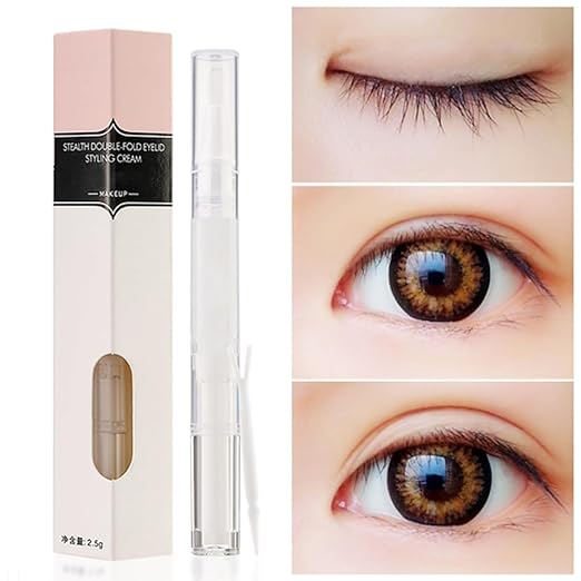 Natural Double Eyelid Pen Glue, 2-Pack Invisible Double Eyelid Styling Cream Long Lasting Liquid Eyelid Glue Eyelid Shaping Pen Gel Double Eyelid Serum Make Eyes Bigger