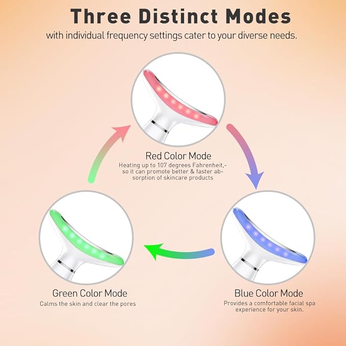 Facial Massager, 3 Modes Face Sculpting Tool, Vibrating Neck Face Massager with Thermals (Beige)