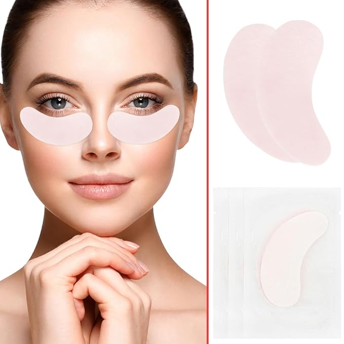 100 Pairs Hydrogel Under Eye Gel Patches Lint Free Eye Lash Pads Eyelash Extension Tool Mask Eyepads, Transparent/Pink