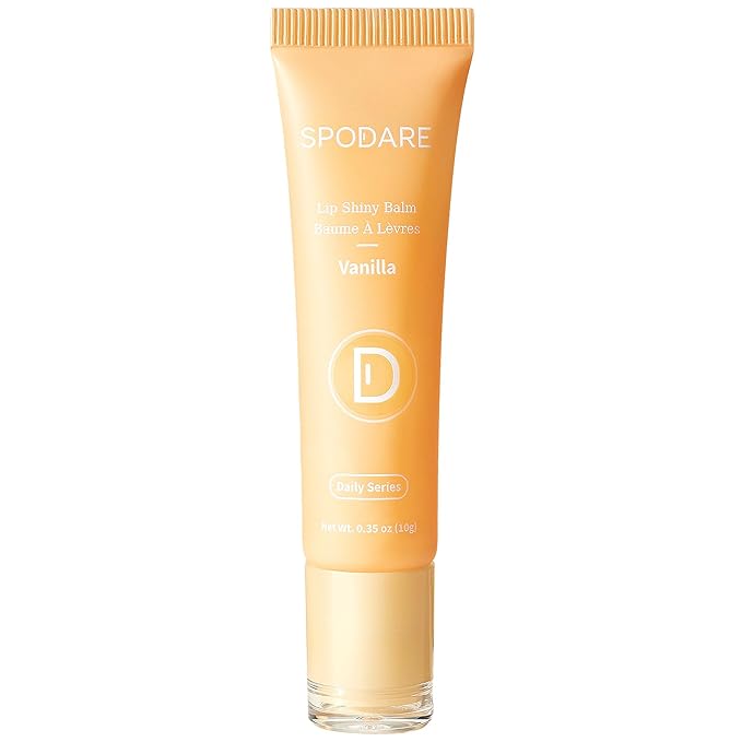 Lip Glowy Balm Vanilla: Lightweight Hydrating Lip Gloss, Instant Moisture Repair, Tahitian Vanilla Scent, Infused with Shea Butter, Monoi Flower & Sunflower Oil