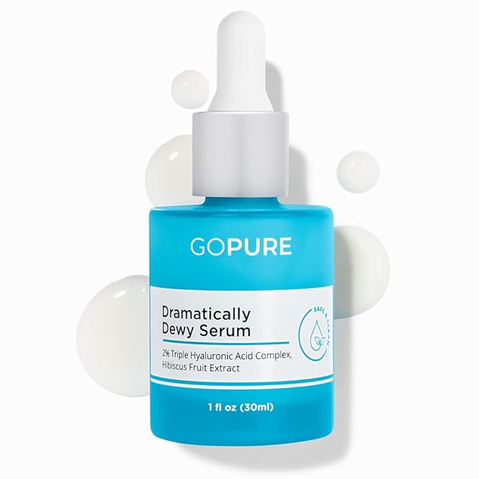 goPure Hyaluronic Acid Dramatically Dewy Serum - Hyaluronic Acid Serum for Face in a Nourishing Formula with Aloe Vera and Hibiscus Extract for Visibly Hydrated, Smoother-Looking Skin - 1 fl oz