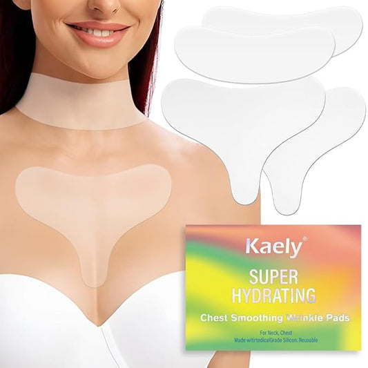 evpct 2Pcs Silicone Chest Smoothing Wrinkle Pads Reusable, Silicone Anti Chest Wrinkle Patches Reusable for Chest Wrinkles Overnight, Décolleté Chest Wrinkle Pillow Pads for Smoother,SizeL-T Type&Neck