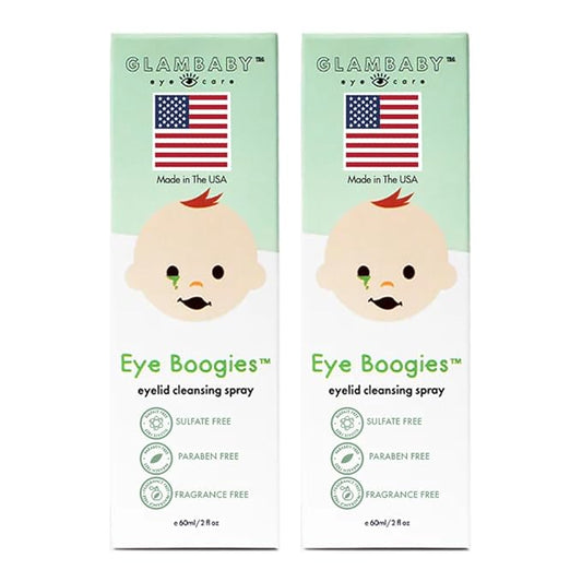 GlamBaby Eye Boogies Stye Eye Treatment | Sting-Free & Wipe-Free | Hypochlorous Eyelid Cleanser & Pink Eye Drops | Provides Allergy Conjunctivitis & Blepharitis Relief | Baby Eye Drops Spray (2 Pack)