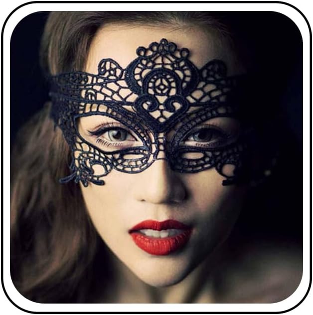 Gothic Black Lace Eye Cover Masquerade Adjustable Black Lace Dress Halloween Carnival Eye Decoration for Women and Girls Prom Costume Gifts