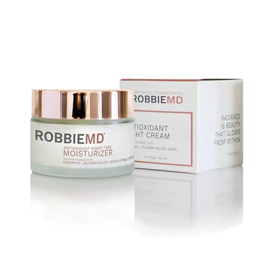 Antioxidant Moisturizing Night Cream with Organic Jojoba and Aloe Vera to Soothe, Brighten, Hydrate (1.75 oz/50 ml)