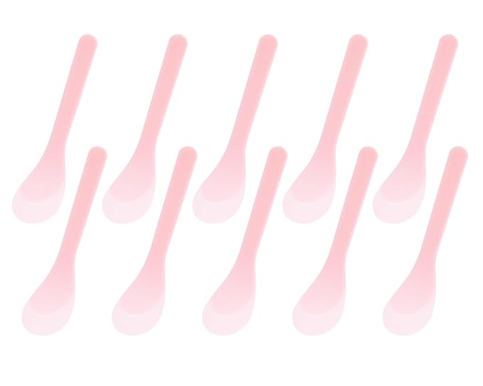 ONLYKXY 30pcs 5in Plastic Beauty Spoon Facial Cream Brush Makeup Scoop Mud Reusable Cosmetic Dig Scoop Spatula Mask Tip for Lotions Moisturizers Home Salon DIY Facemask Mixing Sampling (Pink)