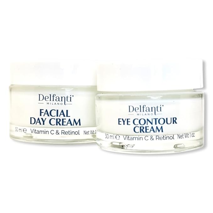 VITAMIN C & RETINOL DUO PACK Full Size Facial Day Cream and Eye Contour Cream • Brightening and Dark Spot Corrector
