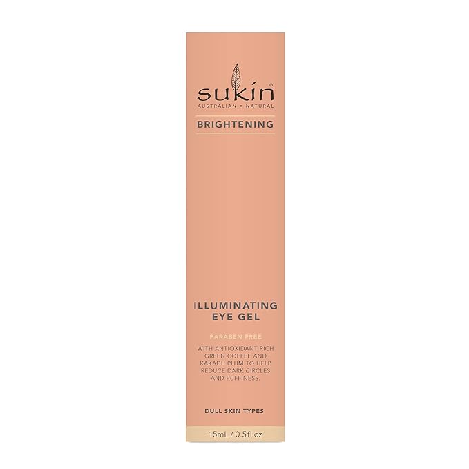 Sukin Brightening Illuminating Eye Gel with Green Coffee & Kakadu Plum, 0.5 Ounce