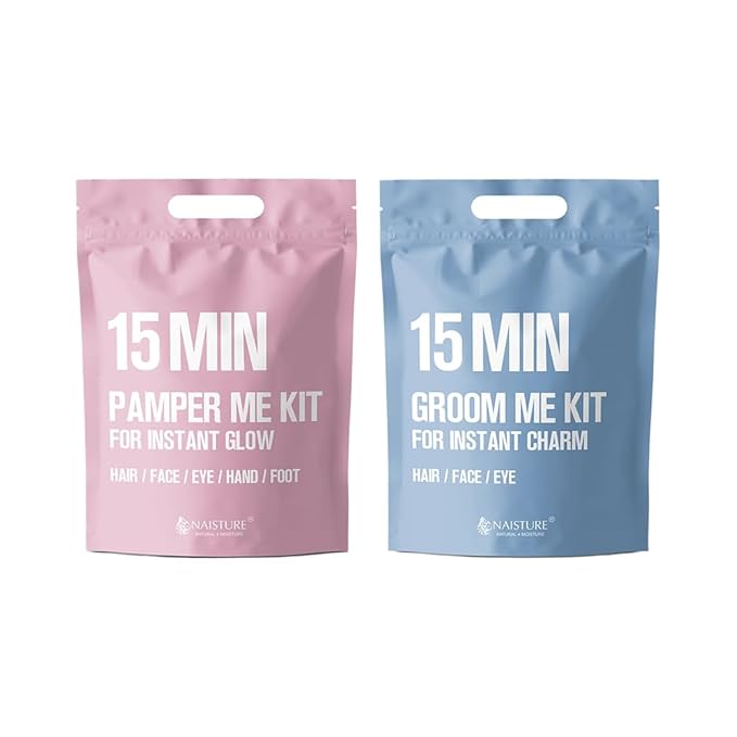 15 Min Pamper Me and Groom Me Kit (12pc): Home Spa Gift set with Korean Face Mask Essentials for Men and Women