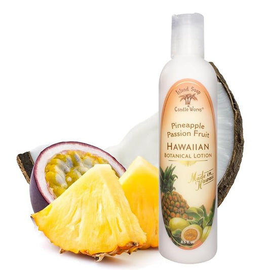 Island Soap and Candle Works Pineapple Scented Body Lotion for Men and Women, Paraben Free Body Moisturizer - Hydrating Hawaiian Skincare - Pineapple Passion Fruit - 8.5 Fl Oz Bottle