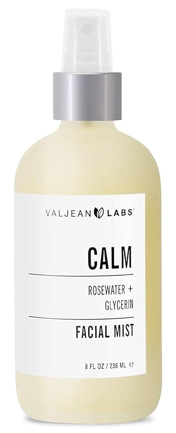 VALJEAN LABS Face Mist - Calm | Rosewater + Glycerine | Calms, Moisturizes, Soothes | Helps to Even Complexion | Paraben Free, Cruelty Free, Made in USA (8 oz)