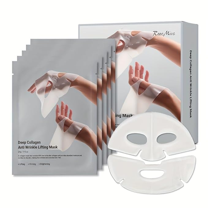 Collagen Face Mask – Deep Anti-Wrinkle Lifting Mask with Bio-Collagen, Hydrating Overnight Sheet Mask for Moisturizing, Firming, and Tightening Skin
