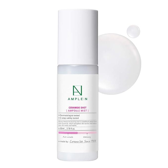 CORÉANA AMPLE:N Ceramide Shot Ampoule Mist - Hydrating Face Spray to Strengthen Skin Barrier – Moisturizing and Skin Repairing Face Ampoule Mist to Restore Vitality, 2.7 fl.oz.