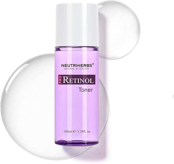 NEUTRIHERBS PRO Retinol Toner for Anti-Aging & Reducing Fine Lines and Wrinkles, with Panthenol, Peptides, and Hyaluronic Acid, Alcohol Free – 3.38 fl. Oz.