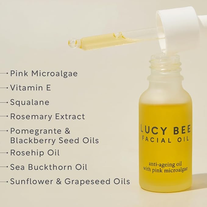 Face Oil, Certified Organic, Antioxidant Rich Facial Oil, Pink Microalgae, Vitamin E & Squalane, Lightweight & Luxurious, Dermatologist Approved, Cruelty Free & Vegan, 0.6fl oz