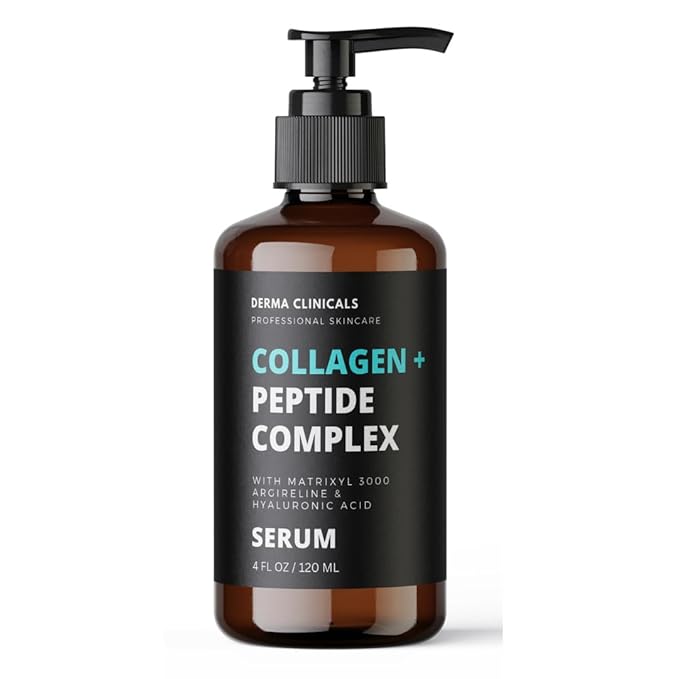 Collagen Peptide Serum with Matrixyl 3000 + Argireline, Hyaluronic Acid Serum, Anti-Aging Collagen Face Serum, Firming and Plumping, Anti-Wrinkle Serum for face - 4oz