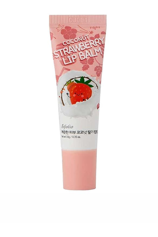 Esfolio Pure Skin Coconut Strawberry Lip Balm – Hydrating & Nourishing Lip Care with Coconut Oil & Strawberry Seed Oil – Moisturizes & Softens Dry Lips