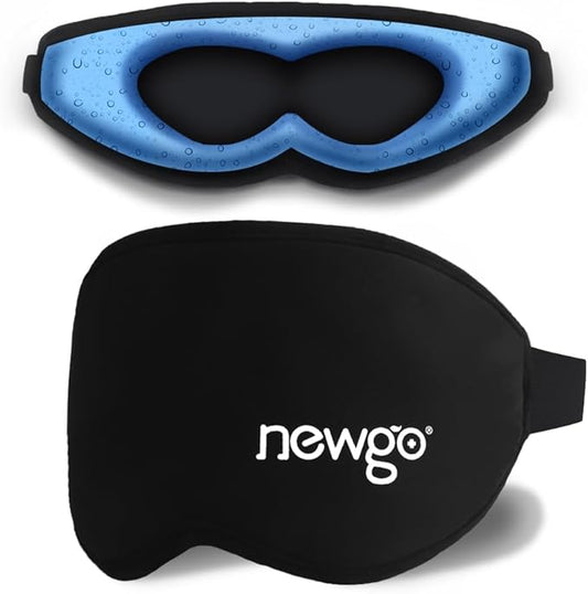 NEWGO Cooling Gel Eye Mask 3D Soft Cold Eye Mask, Eye Ice Pack with Zero Eye Pressure Hot Cold Therapy Blackout Sleep Mask for Puffiness, Dark Circles, Dry Eyes, Headaches and Stress Relief