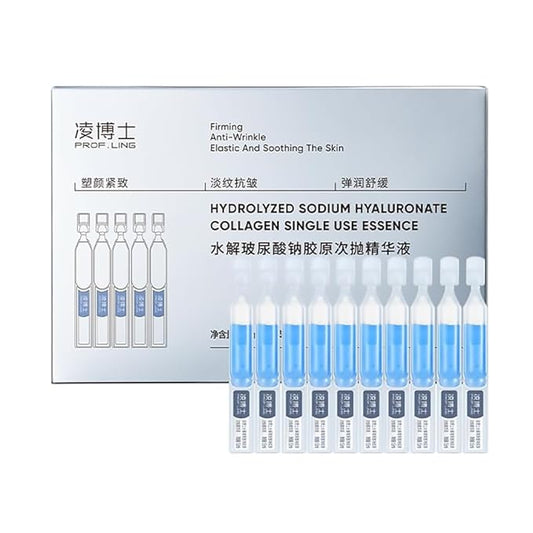 Ultra-Hydrating Facial Essence – Hyaluronic Acid & Collagen Serum, Portable Single-Use Ampoules for Deep Moisture & Firming, Suitable for All Skin Types (1 Box of 10).