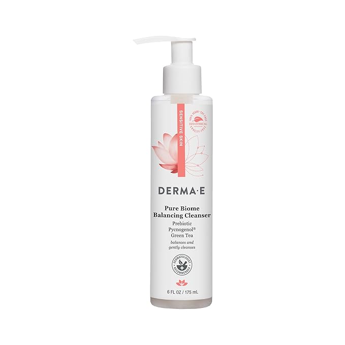 Derma E Pure Biome Balancing Cleanser- For Sensitive Skin Fragrance-Free, 6oz