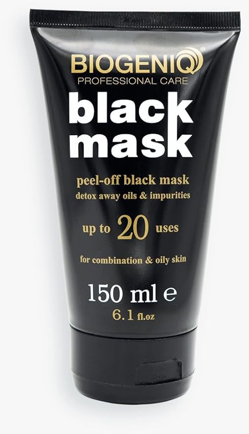 Biogeniq Professional Care Black Mask, Peel-Off, Detox for Oils & Impurities, Up to 20 Uses, 6.1 fl.oz