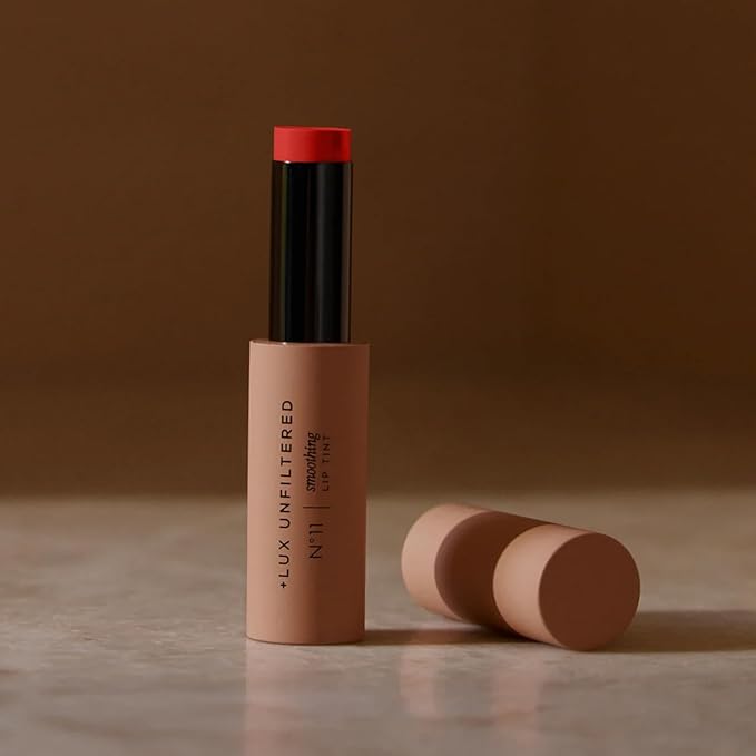 '+ Lux Unfiltered N°11 Smoothing Hydrating Lip Tint for Women - Tinted Lip Balm with Jojoba & Sunflower Oil - Lightweight Moisturizing Semi-Sheer Color - Vegan & Cruelty-Free - Chili (Spicy Sheer Red)