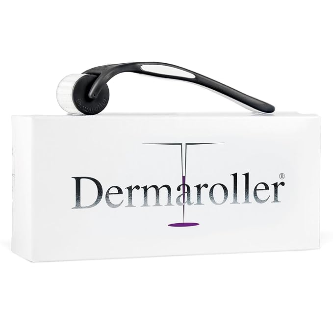 Dermaroller Microneedling Facial Roller for Skin Improvement, 0.2mm Needles for Stretch Marks, Acne & Burn Scars – Painless Dermaroller for Blemished Dry Skin – Made in Germany