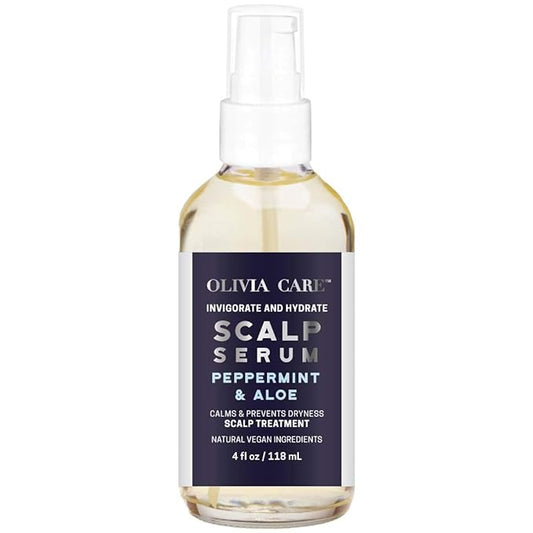 Peppermint & Aloe Hair Scalp Serum by Olivia Care - Natural & Vegan Ingredients - Invigorate, Soothe, Calm, Hydrating Scalp Treatment - Prevent Dryness - 4 FL OZ