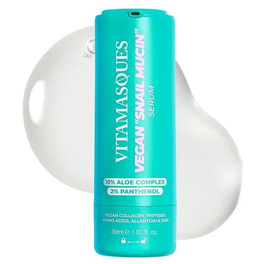 Vitamasques Vegan Snail Mucin Serum Moisturizer With Aloe Vera Complex Korean Skin Care- 1.01 fl. oz