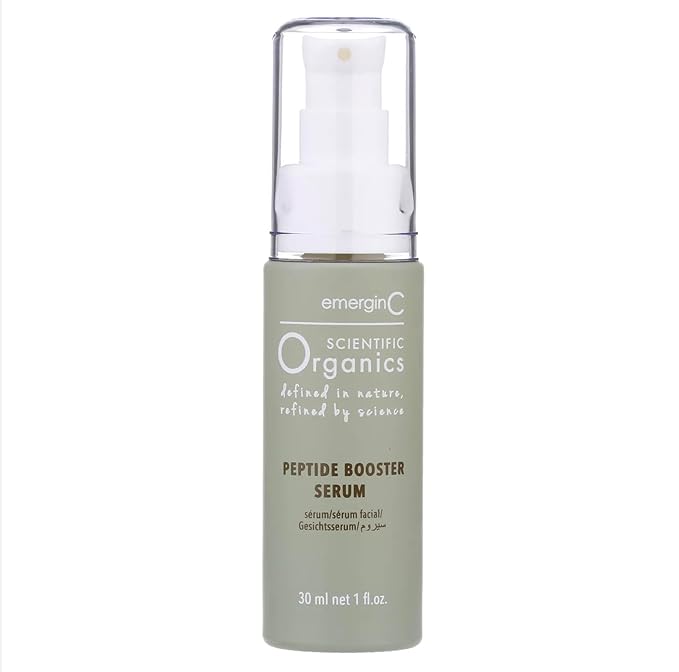 emerginC Scientific Organics Peptide Booster Facial Serum - Face Serum with Kombucha, Red Algae + Antioxidant Astaxanthin to Hydrate, Visibly Improve Signs of Aging + Tone (1 Ounce, 30 ml)