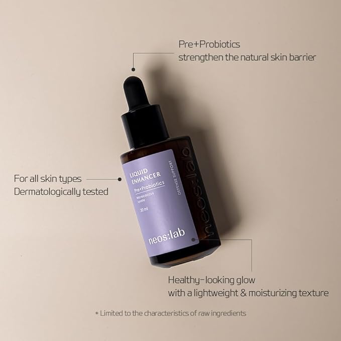 Liquid Enhancer Pre+Probiotics 1.01 fl.oz. (30ml) - Prebiotics, Probiotics, Ceramide, Facial Serum for Dewy, Moisturizing Skin, Skin Balancing, Skin Defense Support for Sensitive Skin