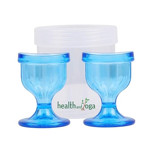 HealthAndYoga™ ChillEyes Colored Eye Wash Cups for Effective Eye Cleansing - with Storage Container - Eye Shaped Rim, Snug Fit (2 Pcs.)(Blue)