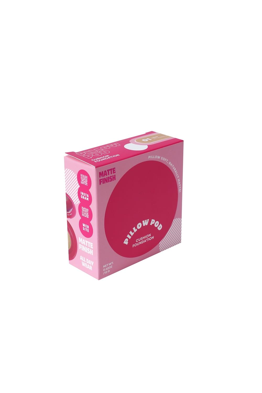 Beauty Pillow Pod Cushion Foundation Ivory – Natural Matte Finish, Buildable Coverage, Paraben-Free, Portable Compact with Mirror and Puff,0.42 OZ /12G,pack of 1