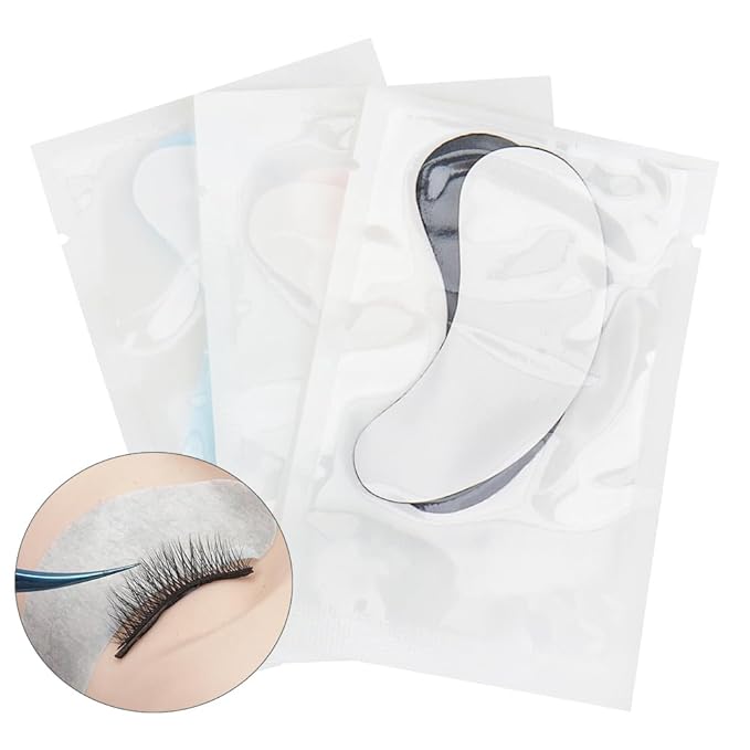 100 Pairs Hydrogel Under Eye Gel Patches Lint Free Eye Lash Pads Eyelash Extension Tool Mask Eyepads, Transparent/Blue