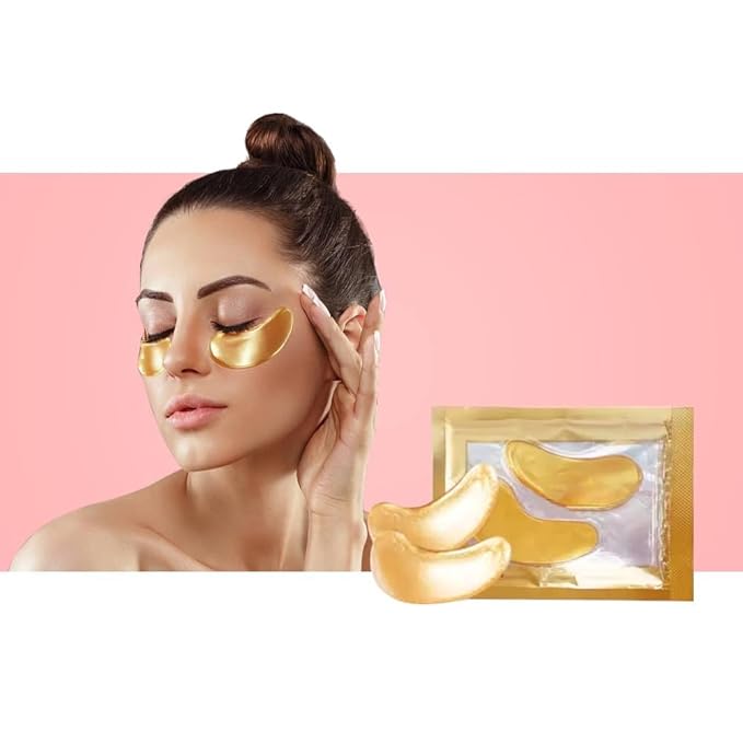 Golden Under Eye Patches (20 pairs) - Eyes Masks with Amino Acids, Collagen & Cooling Eye Care for Puffy Eyes, Dark Circles, Wrinkle Skincare Treatment for Men & Women