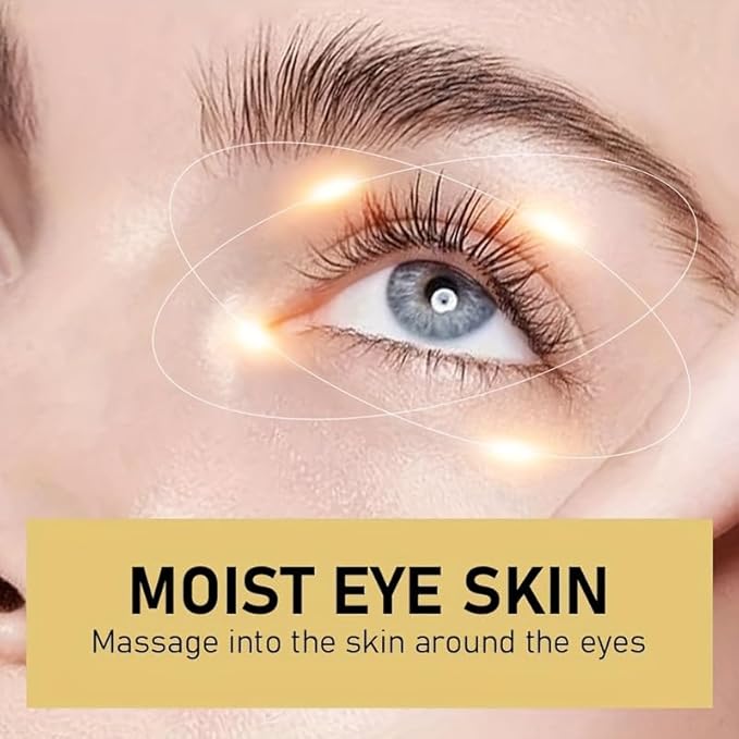 Eye Serum with 8% Glycerin 5% Retinol Hyaluronic Acid for Rapid Puffy Fine Lines Dark Circles Wrinkles, Under Eye Cream with 360° Roller Massage Ball, 0.7 fl. oz, Gold