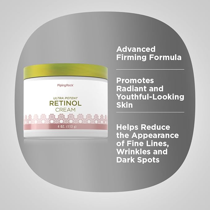 Piping Rock Retinol Cream for Face and Neck | 4 oz | Ultra Potent | Non GMO, Gluten Free
