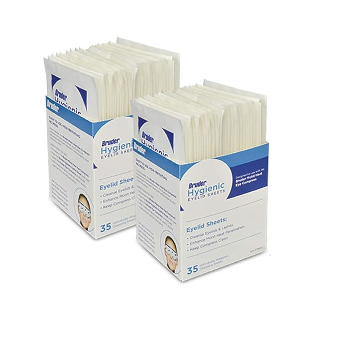 Bruder Hygienic Eyelid Sheets Micro Fine Individually Wrapped Untreated Sheets 35 Count Box (Pack of 2)