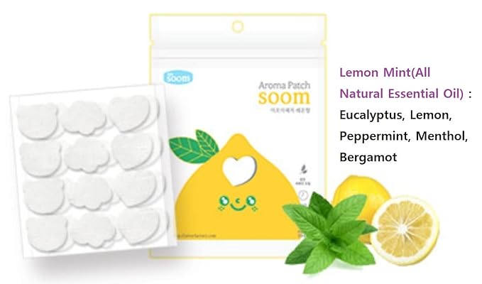 Soom Mask patch Aroma Stickers B-TS used product Korean mask stickers scented Contains Refreshing and Fragrant-Pure Essential Oil Scented Mask Patches for Refreshing Face Mask 24 Patches (Lemon Mint)
