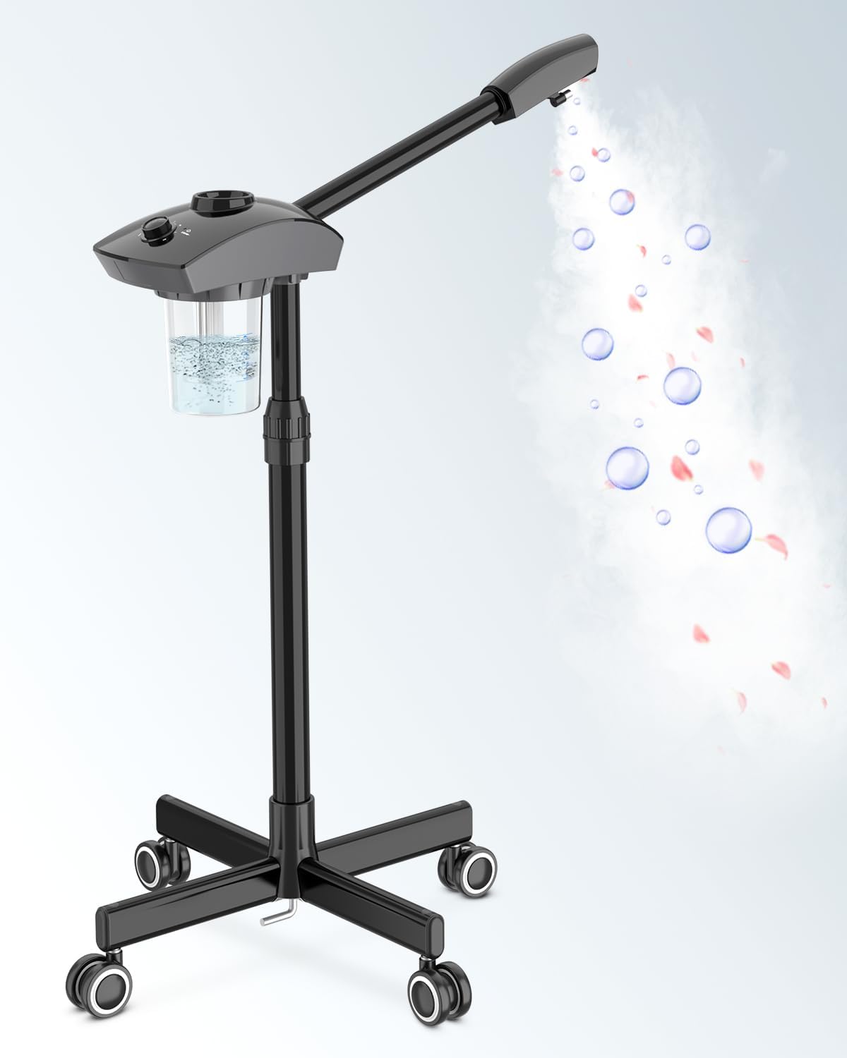 Kingsteam Professional Ozone Nano-Ionic Facial Steamer | Deep Cleansing Hydrating | Salon Home Spa Face Steamer | Pore Cleanser | 60-Min Timer | 360° Swivel | Esthetician Favorite Tool, Black