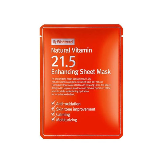 BY WISHTREND Natural Vitamin 21.5 Enhancing Sheet Mask 10 sheets, fully deliver vitamin to your skin