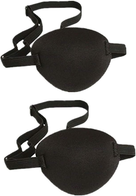 2 Pcs Adult Kid's Black Adjustable Soft and Comfortable Pirate Eye Patch Single Eye Mask for Amblyopia Lazy Eye