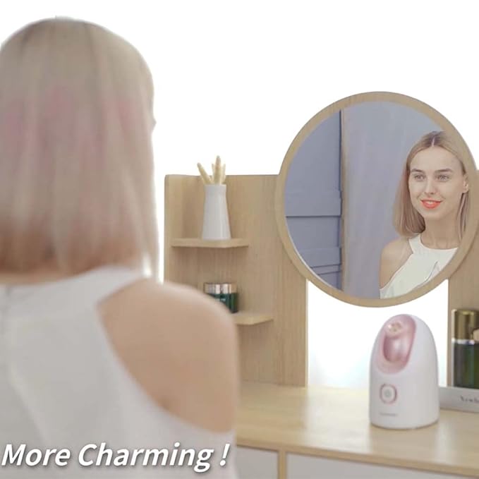 Newbealer Facial Steamer, Mini Aroma Face Steamer, Nano Ionic Hot Mist Face Humidifier for Facial Deep Cleaning, Home Sauna Spa Sprayer with 9 Pieces Acne Remover Kit (White-Gold, 160 ml)