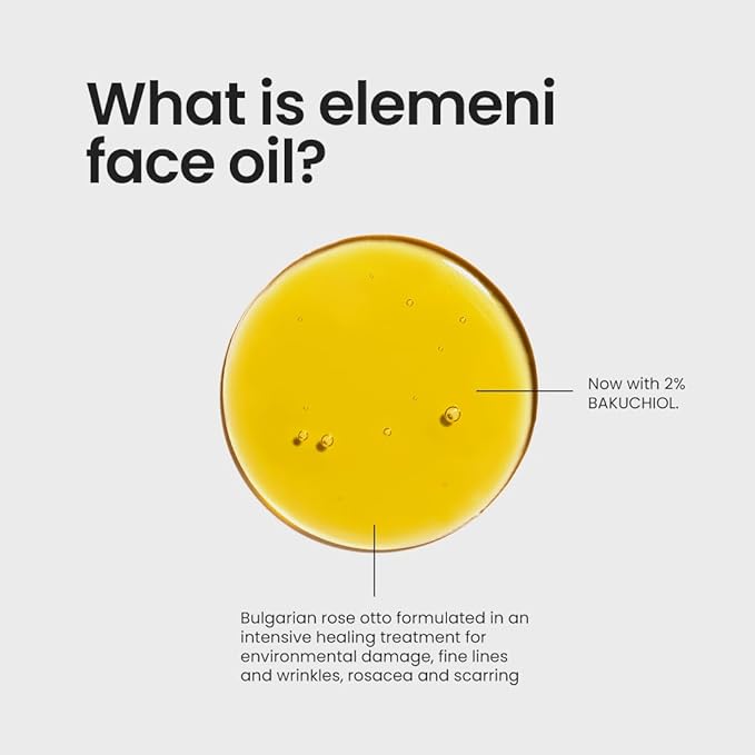elemeni Radiance Face Oil for Normal Complexion, 0.5 fl oz, Authentic Rosehip Seed Oil Refines Fine Lines & Wrinkles with Natural Source Retinoic Acid, Pure Bulgarian Rose, Organic, Anti-Aging, Vegan