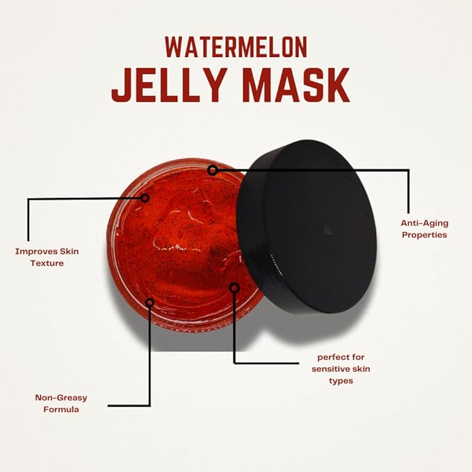 Watermelon Jelly Facial Mask, Hydrating & Anti-Aging Gel Face Mask with Niacinamide, Hyaluronic Acid, Licorice Root Extract For Suitable for Sensitive & all Skin Types Lightweight & Moisturizing Mask