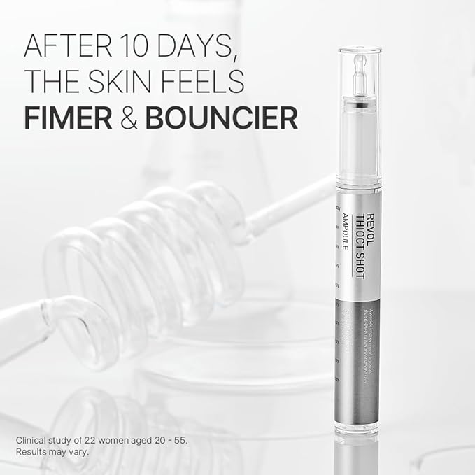 Revol Thioc Shot Ampoule, 10 Days Anti Aging Care, Cinderella Face Lift, Thioctic Acid, Skin Elasticity, Intense Glow, Hydrate Dry Skin and Rough Skin, Skin Booster, 10ml 0.34 fl Oz