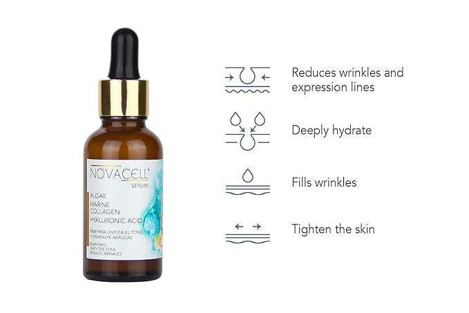 Marine Collagen Facial Serum with Algae & Hyaluronic Acid - Improves Firmness on the Skin, Helps Reducing Expression Lines & Provides Deep Hydration - 30 ml